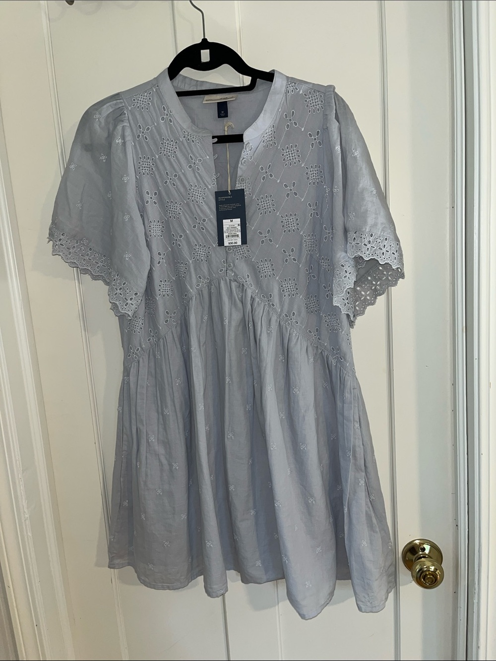 NWT Universal Thread Light Blue Eyelet lined Babydoll Dress, M
